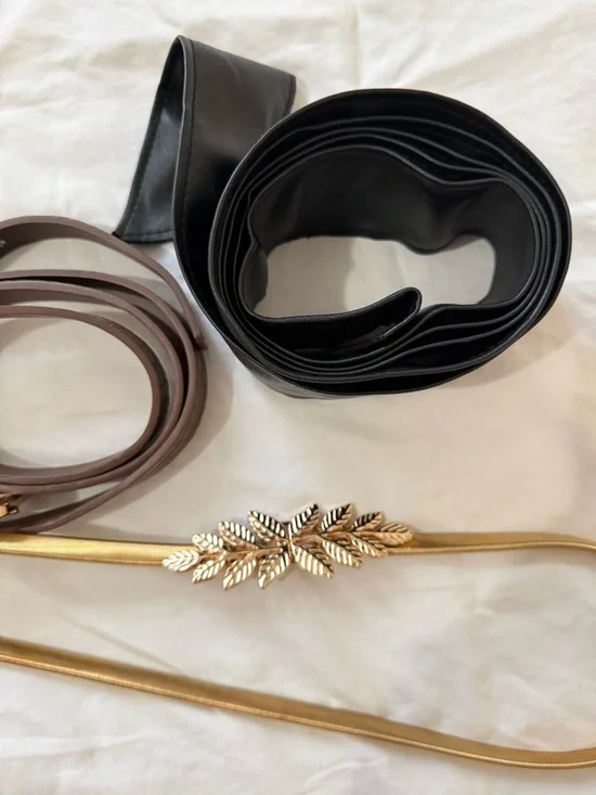 Gold Leaf Slim Women's Belt - Black and Brown Options - Picture 3 of 4